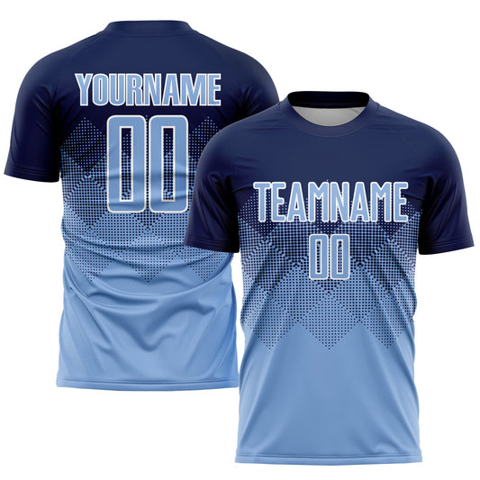 Custom Navy Light Blue-White Sublimation Soccer Uniform Jersey - Sky-Custom