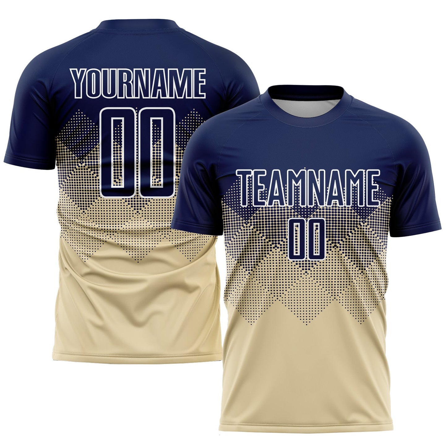 Custom Cream Navy-White Sublimation Soccer Uniform Jersey - Sky-Custom