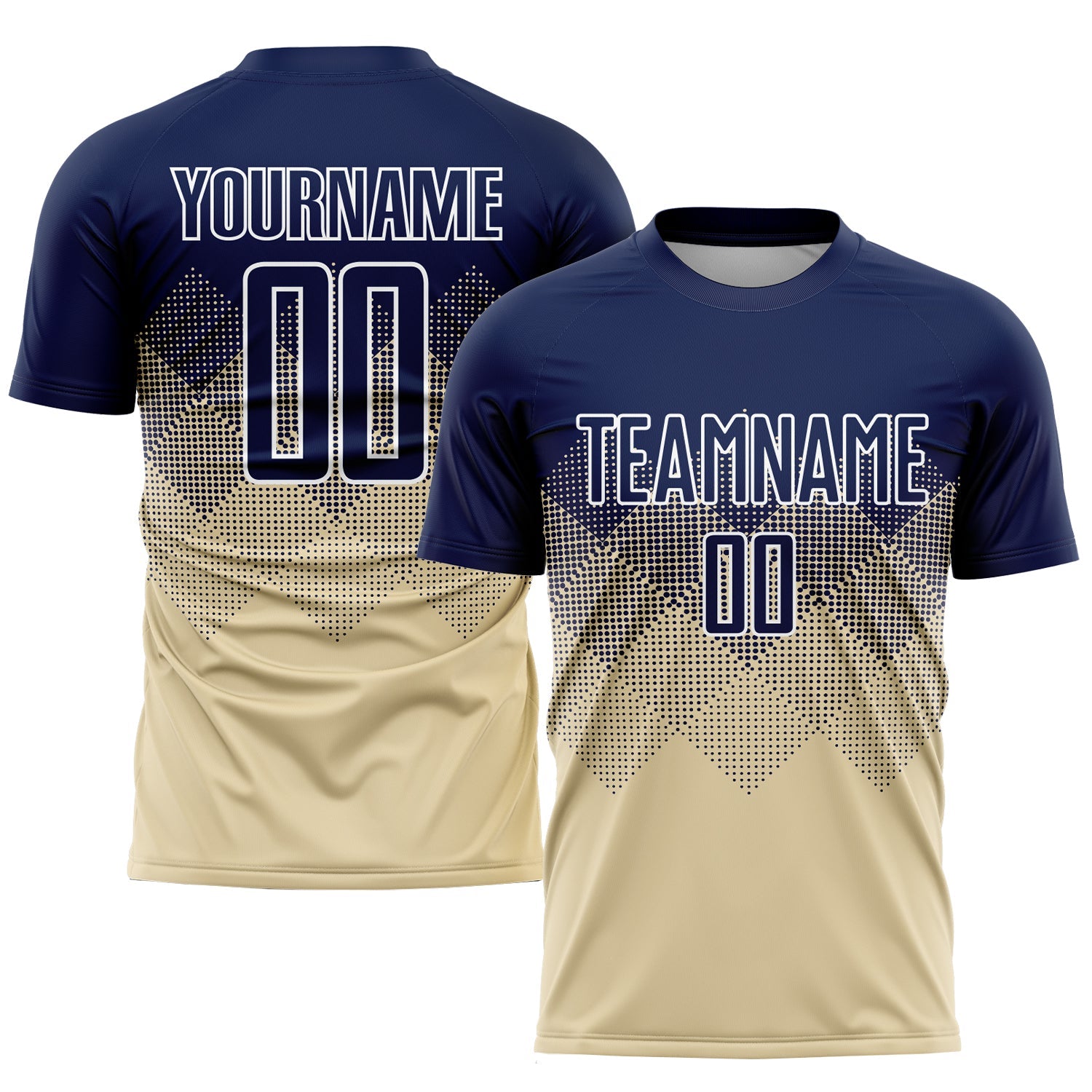 Custom Cream Navy-White Sublimation Soccer Uniform Jersey - Sky-Custom