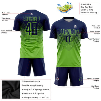 Custom Neon Green Navy Sublimation Soccer Uniform Jersey - Sky-Custom
