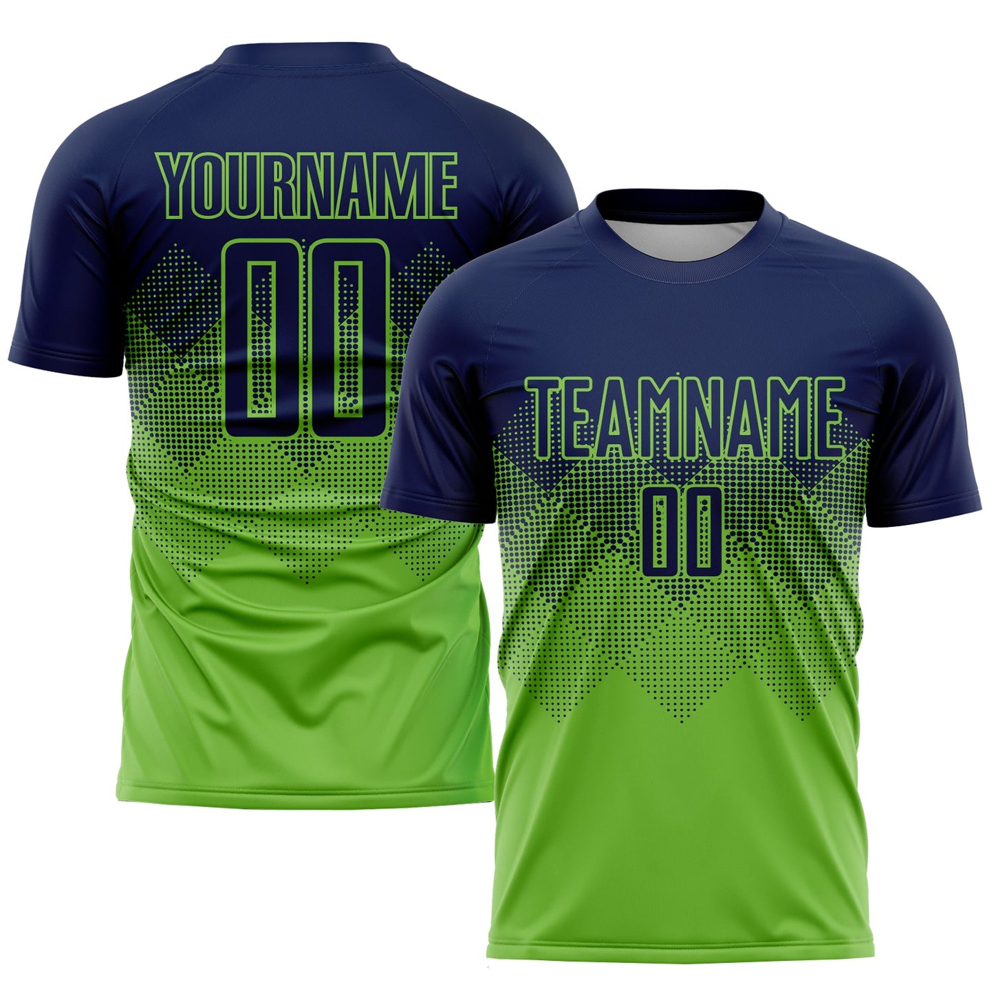 Custom Neon Green Navy Sublimation Soccer Uniform Jersey - Sky-Custom