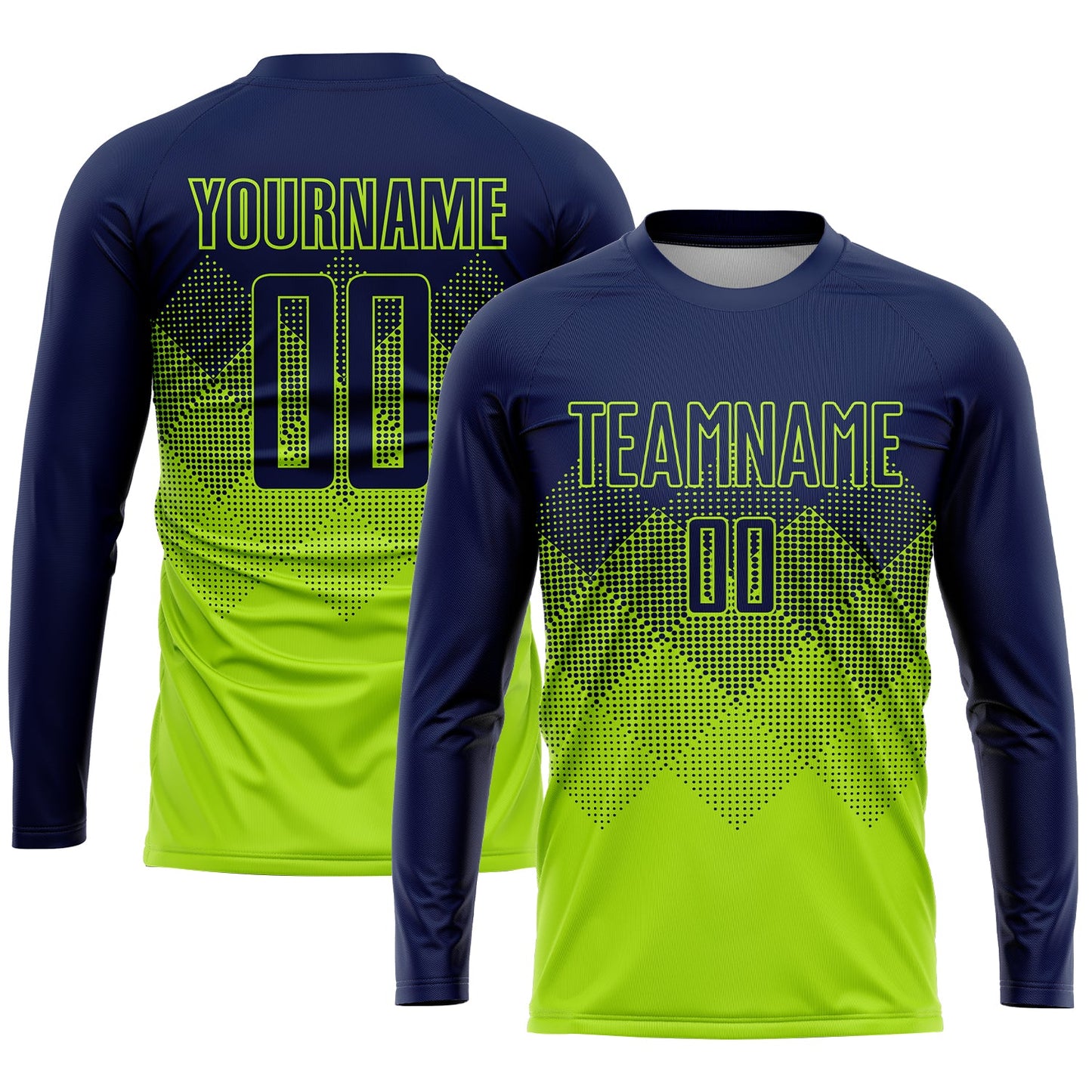 Custom Neon Green Navy Sublimation Soccer Uniform Jersey - Sky-Custom