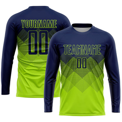 Custom Neon Green Navy Sublimation Soccer Uniform Jersey - Sky-Custom