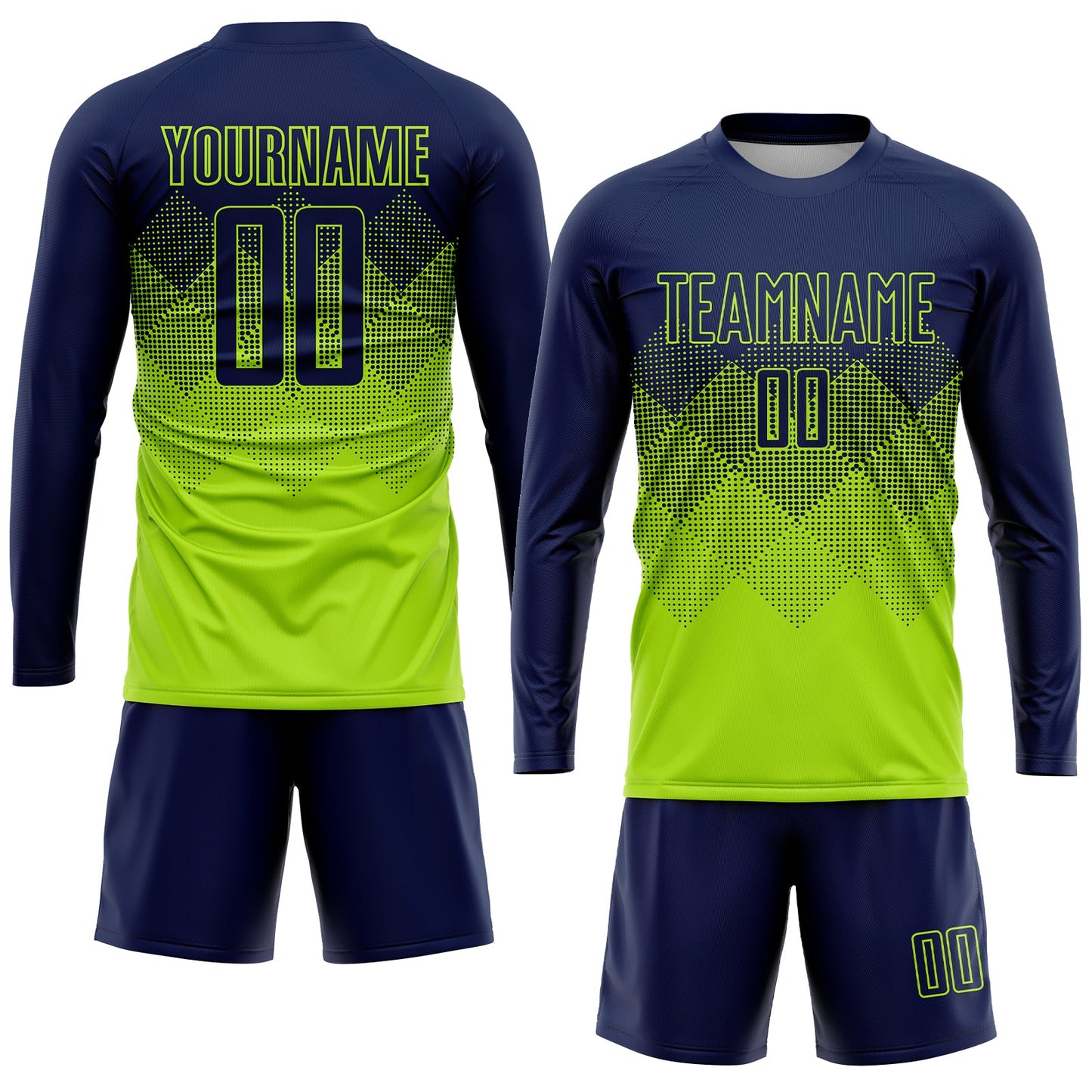 Custom Neon Green Navy Sublimation Soccer Uniform Jersey - Sky-Custom