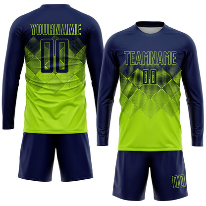 Custom Neon Green Navy Sublimation Soccer Uniform Jersey - Sky-Custom