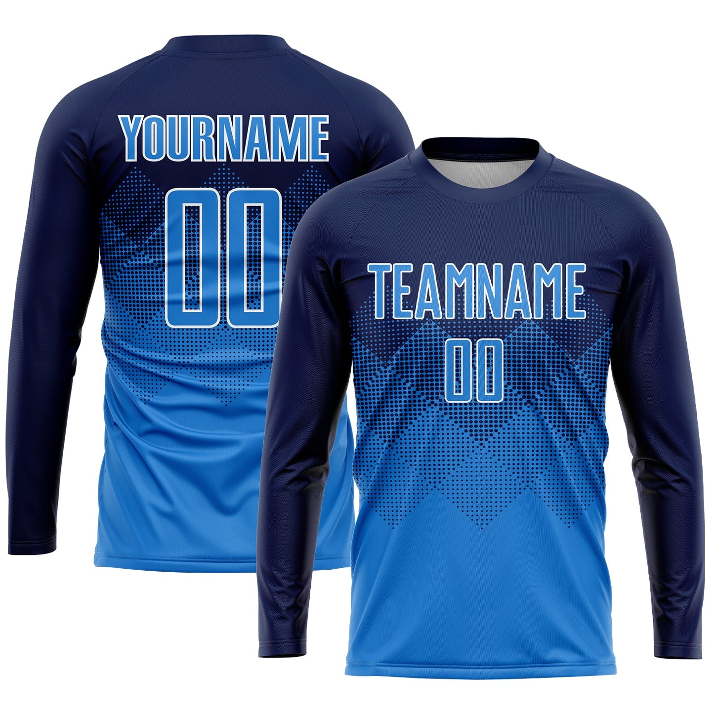 Custom Navy Powder Blue-White Sublimation Soccer Uniform Jersey - Sky-Custom