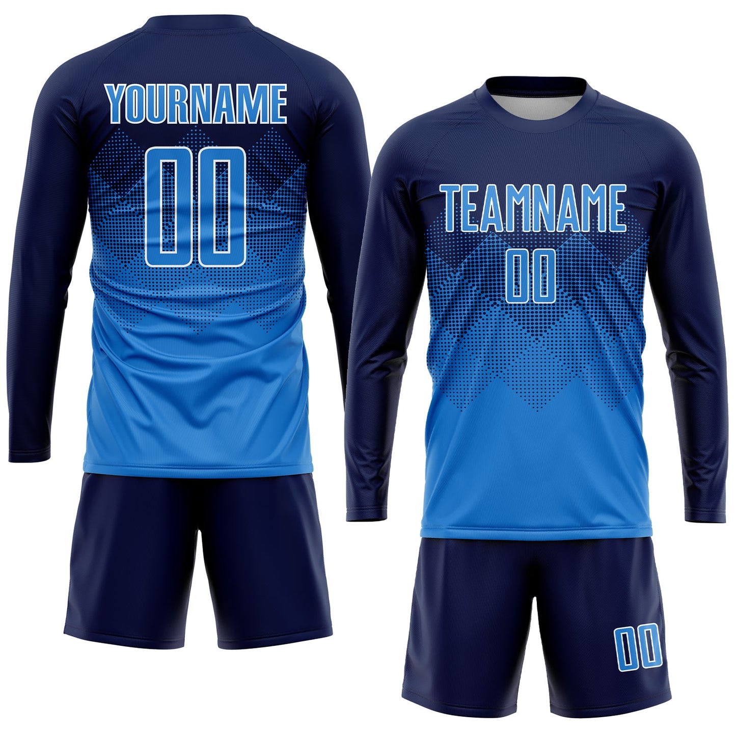 Custom Navy Powder Blue-White Sublimation Soccer Uniform Jersey - Sky-Custom