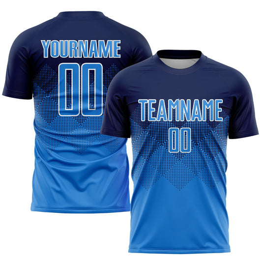 Custom Navy Powder Blue-White Sublimation Soccer Uniform Jersey - Sky-Custom