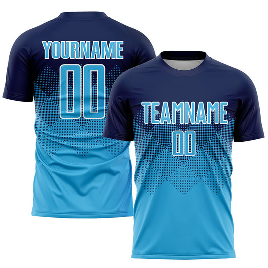 Custom Navy Sky Blue-White Sublimation Soccer Uniform Jersey - Sky-Custom