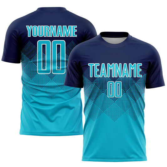Custom Navy Lakes Blue-White Sublimation Soccer Uniform Jersey - Sky-Custom