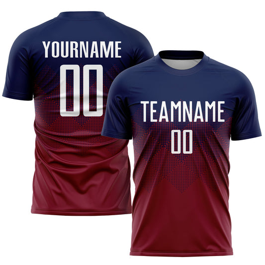 Custom Navy White-Crimson Sublimation Soccer Uniform Jersey - Sky-Custom
