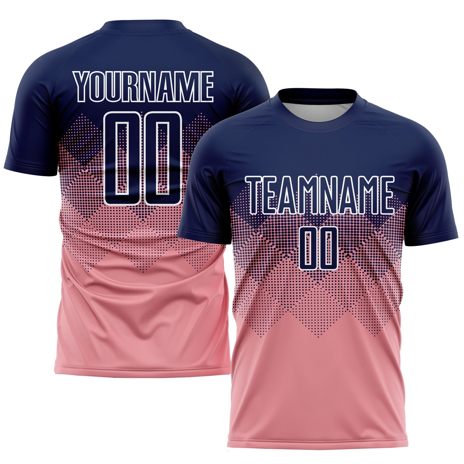 Custom Medium Pink Navy-White Sublimation Soccer Uniform Jersey - Sky-Custom