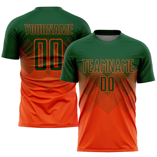 Custom Orange Green Sublimation Soccer Uniform Jersey - Sky-Custom