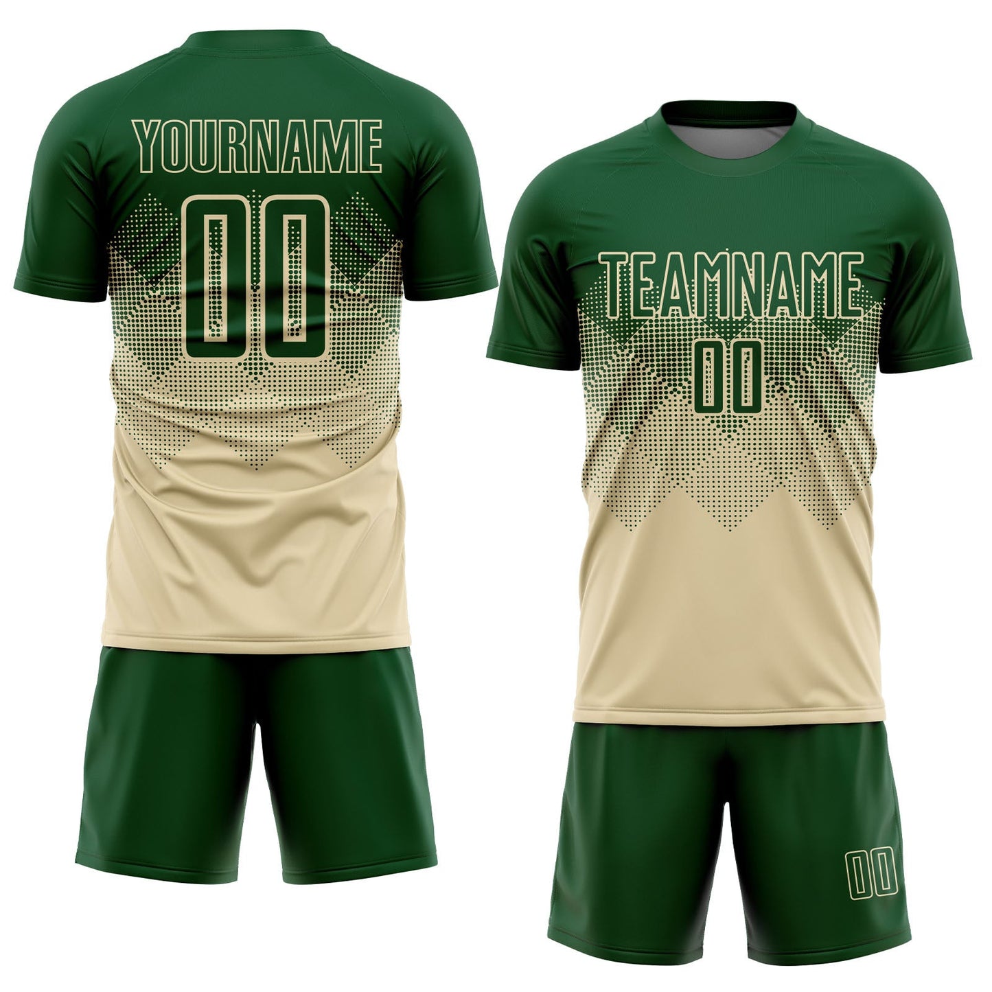 Custom Cream Green Sublimation Soccer Uniform Jersey - Sky-Custom