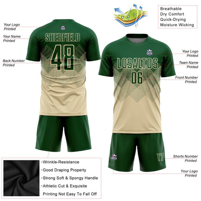 Custom Cream Green Sublimation Soccer Uniform Jersey - Sky-Custom