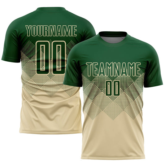 Custom Cream Green Sublimation Soccer Uniform Jersey - Sky-Custom