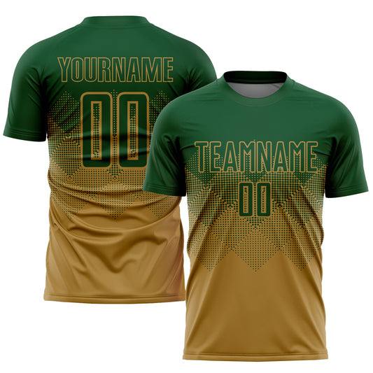 Custom Old Gold Green Sublimation Soccer Uniform Jersey - Sky-Custom