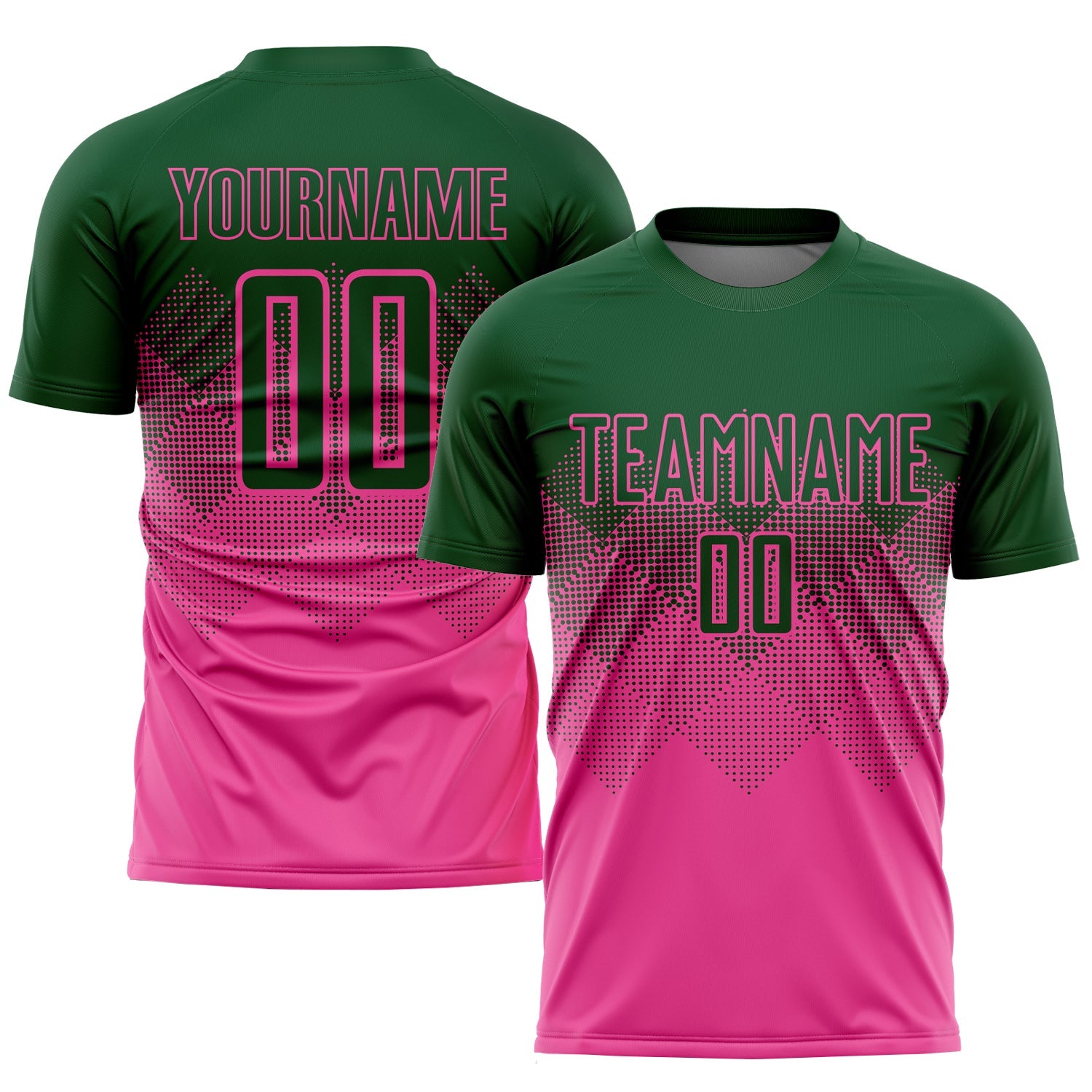 Custom Pink Green Sublimation Soccer Uniform Jersey - Sky-Custom