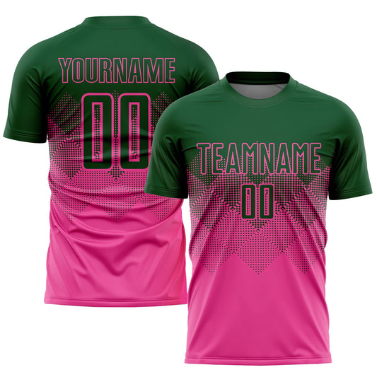 Custom Pink Green Sublimation Soccer Uniform Jersey - Sky-Custom