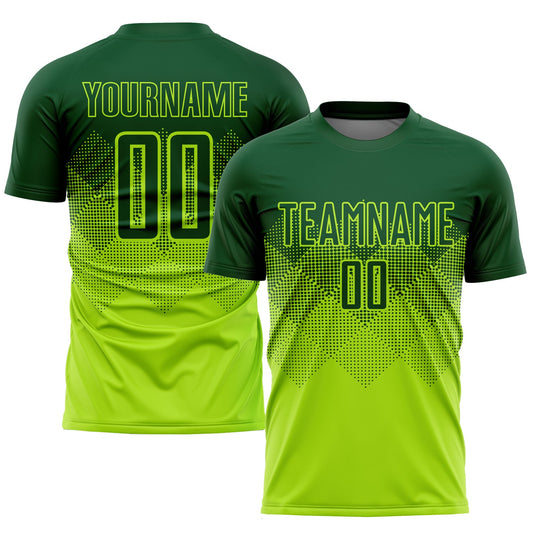 Custom Neon Green Green Sublimation Soccer Uniform Jersey - Sky-Custom