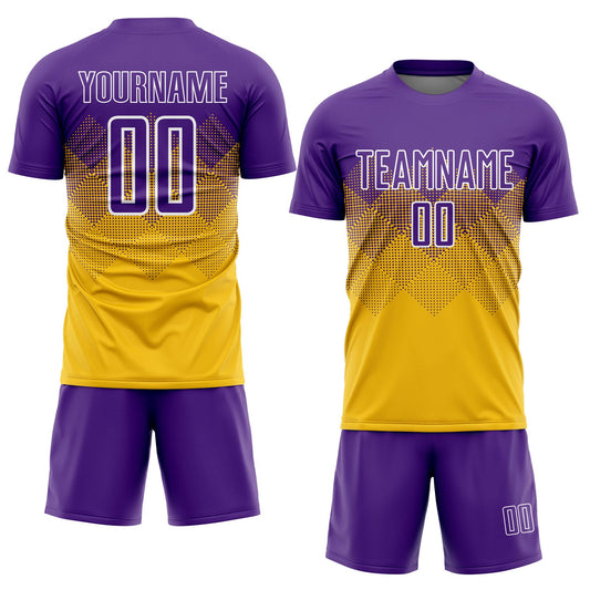 Custom Gold Purple-White Sublimation Soccer Uniform Jersey - Sky-Custom