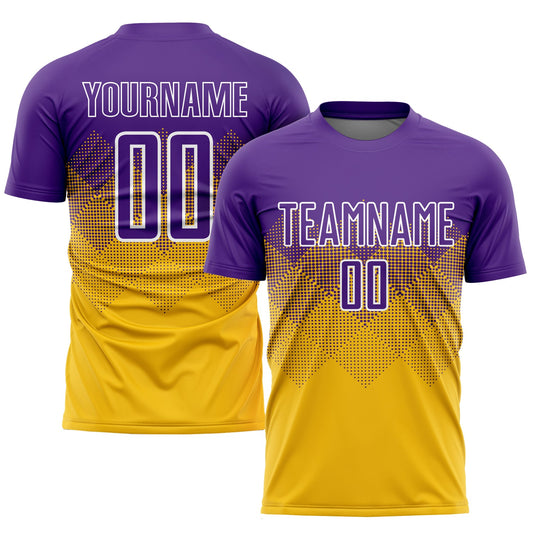 Custom Gold Purple-White Sublimation Soccer Uniform Jersey - Sky-Custom