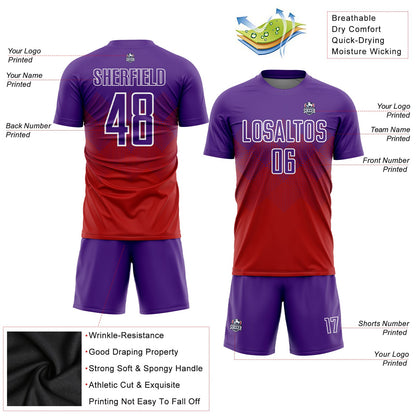 Custom Red Purple-White Sublimation Soccer Uniform Jersey - Sky-Custom
