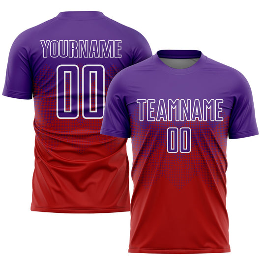 Custom Red Purple-White Sublimation Soccer Uniform Jersey - Sky-Custom