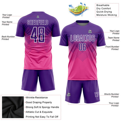 Custom Pink Purple-White Sublimation Soccer Uniform Jersey - Sky-Custom