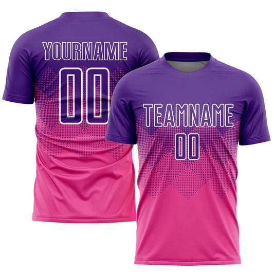 Custom Pink Purple-White Sublimation Soccer Uniform Jersey - Sky-Custom