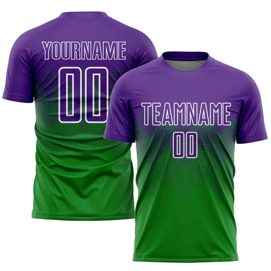 Custom Grass Green Purple-White Sublimation Soccer Uniform Jersey - Sky-Custom