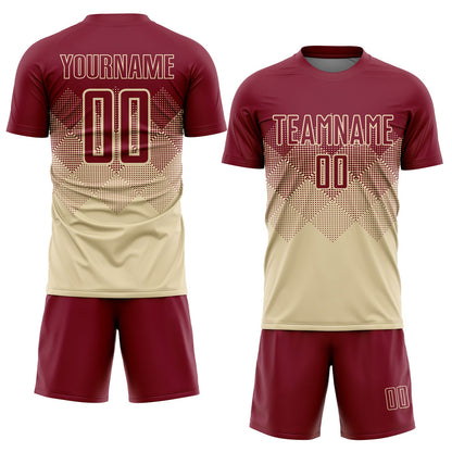Custom Cream Crimson Sublimation Soccer Uniform Jersey - Sky-Custom