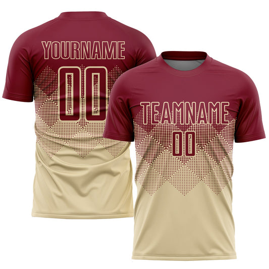Custom Cream Crimson Sublimation Soccer Uniform Jersey - Sky-Custom