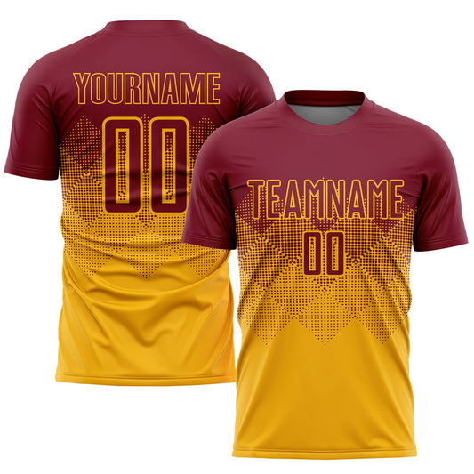 Custom Gold Crimson Sublimation Soccer Uniform Jersey - Sky-Custom