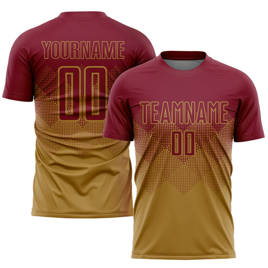 Custom Old Gold Crimson Sublimation Soccer Uniform Jersey - Sky-Custom