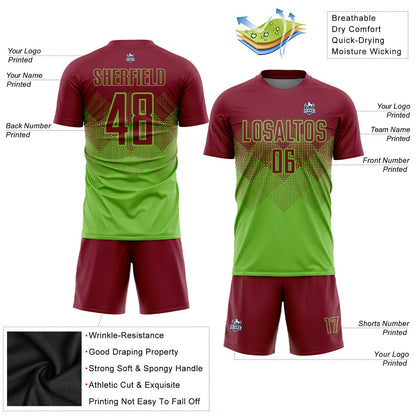 Custom Neon Green Crimson Sublimation Soccer Uniform Jersey - Sky-Custom