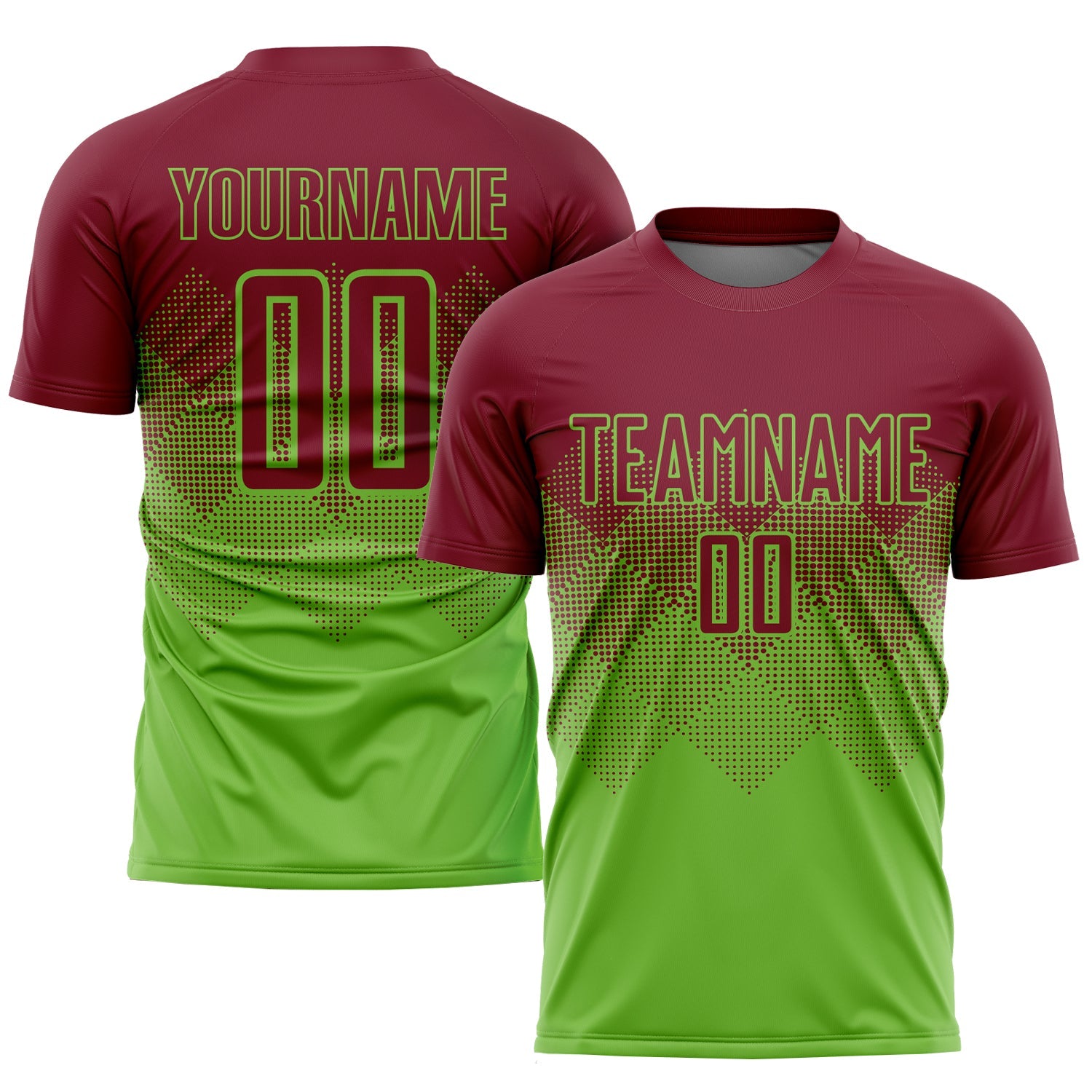 Custom Neon Green Crimson Sublimation Soccer Uniform Jersey - Sky-Custom