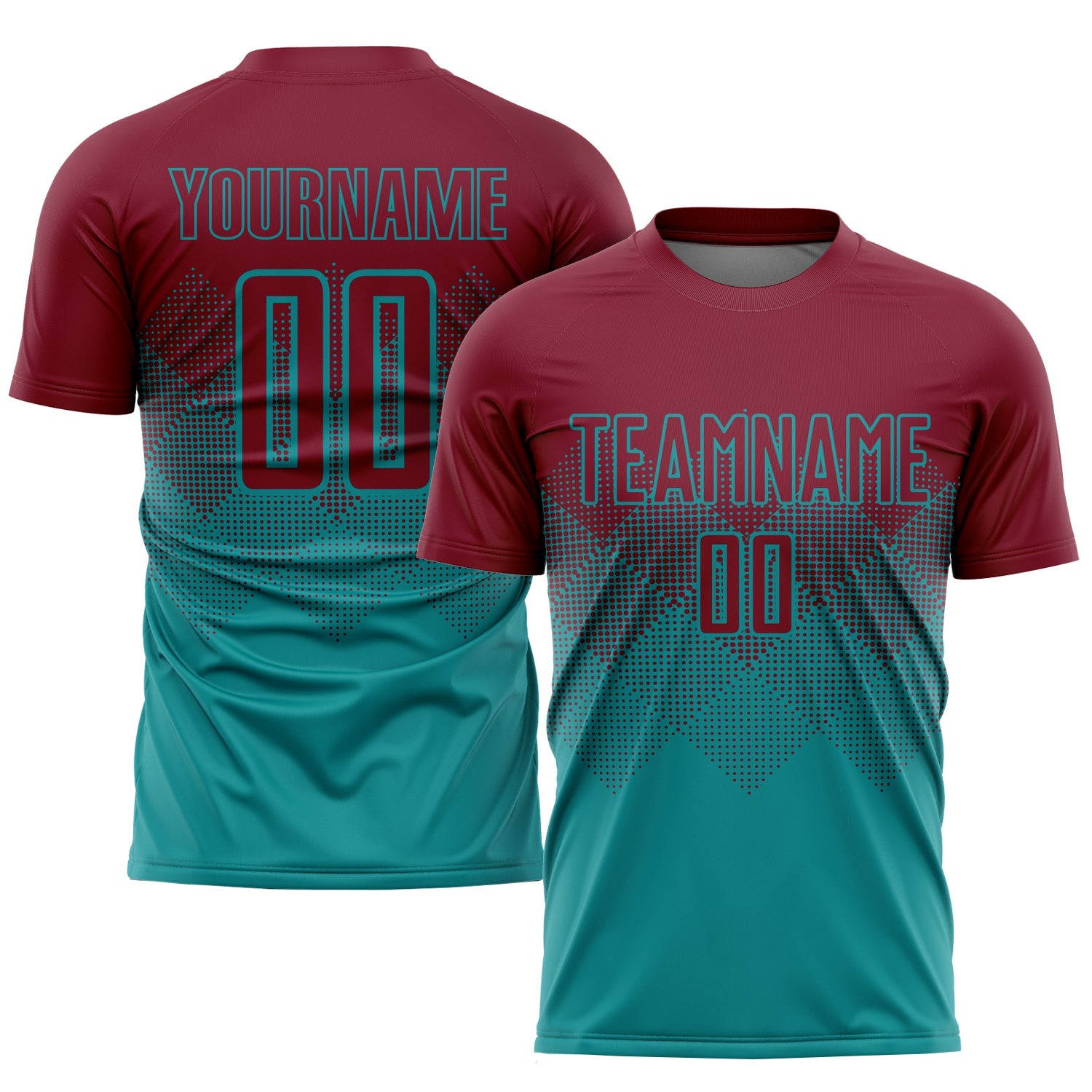 Custom Teal Crimson Sublimation Soccer Uniform Jersey - Sky-Custom