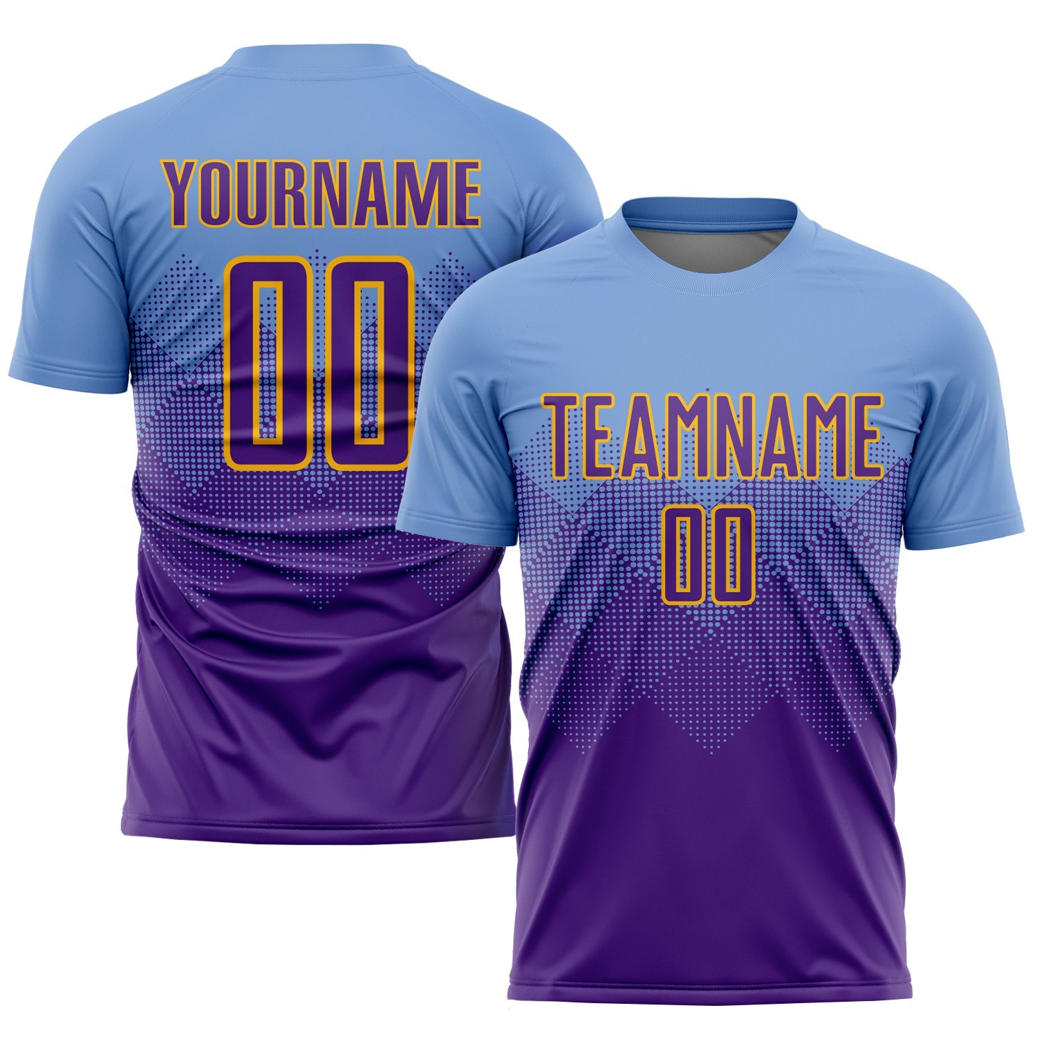 Custom Light Blue Purple-Gold Sublimation Soccer Uniform Jersey - Sky-Custom
