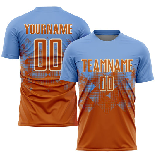 Custom Light Blue Texas Orange-Cream Sublimation Soccer Uniform Jersey - Sky-Custom