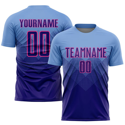 Custom Light Blue Dark Purple-Pink Sublimation Soccer Uniform Jersey - Sky-Custom