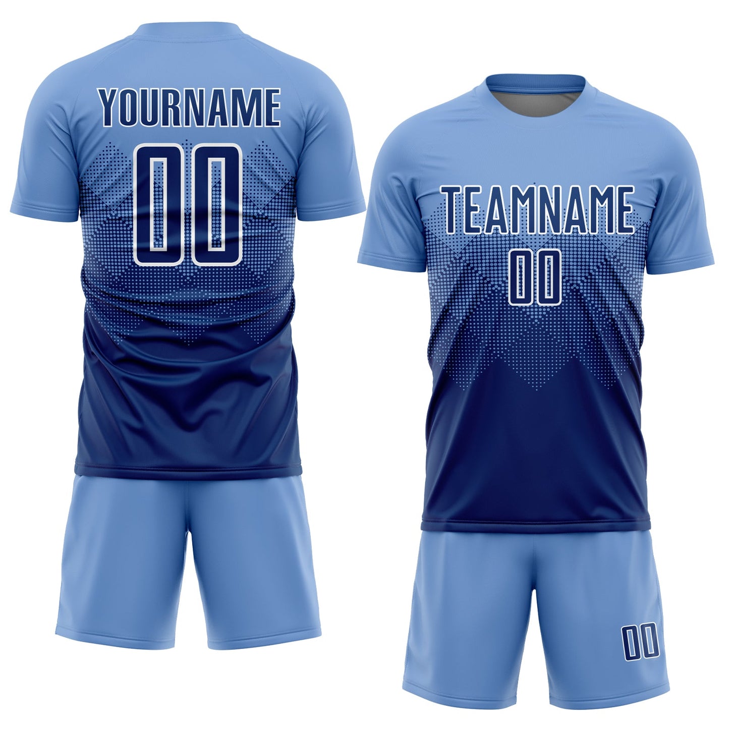 Custom Light Blue Navy-White Sublimation Soccer Uniform Jersey - Sky-Custom