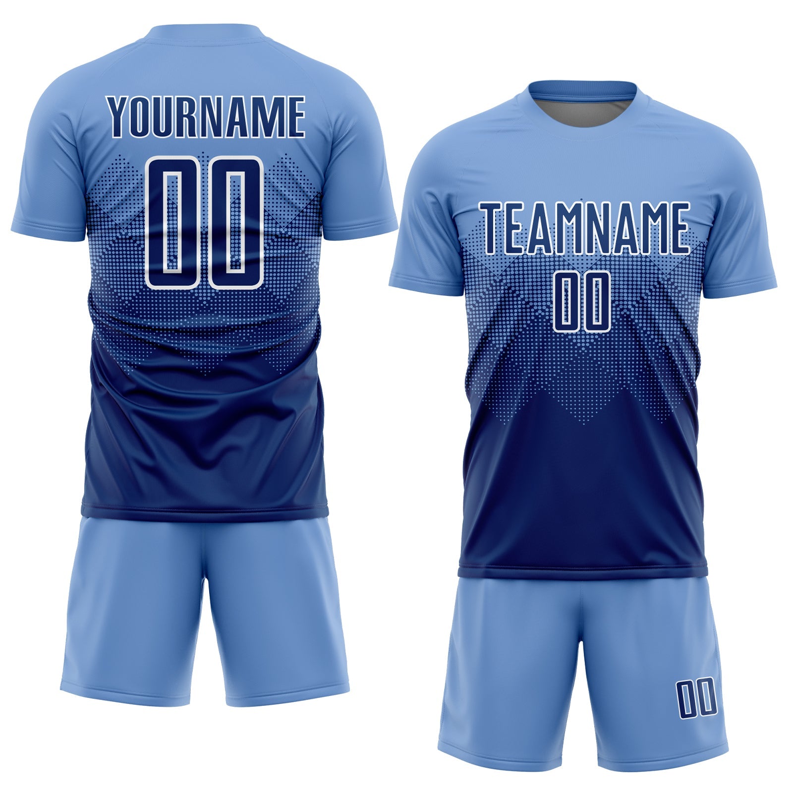 Custom Light Blue Navy-White Sublimation Soccer Uniform Jersey - Sky-Custom