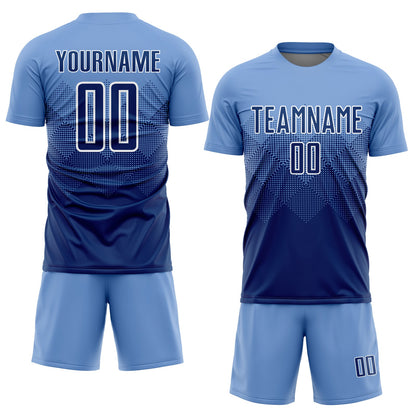 Custom Light Blue Navy-White Sublimation Soccer Uniform Jersey - Sky-Custom