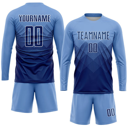 Custom Light Blue Navy-White Sublimation Soccer Uniform Jersey - Sky-Custom