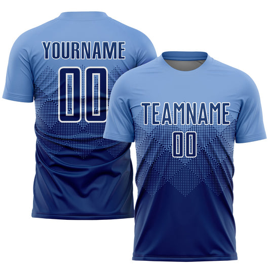 Custom Light Blue Navy-White Sublimation Soccer Uniform Jersey - Sky-Custom