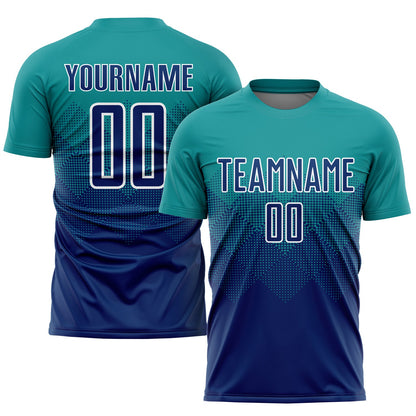 Custom Teal US Navy Blue-White Sublimation Soccer Uniform Jersey - Sky-Custom