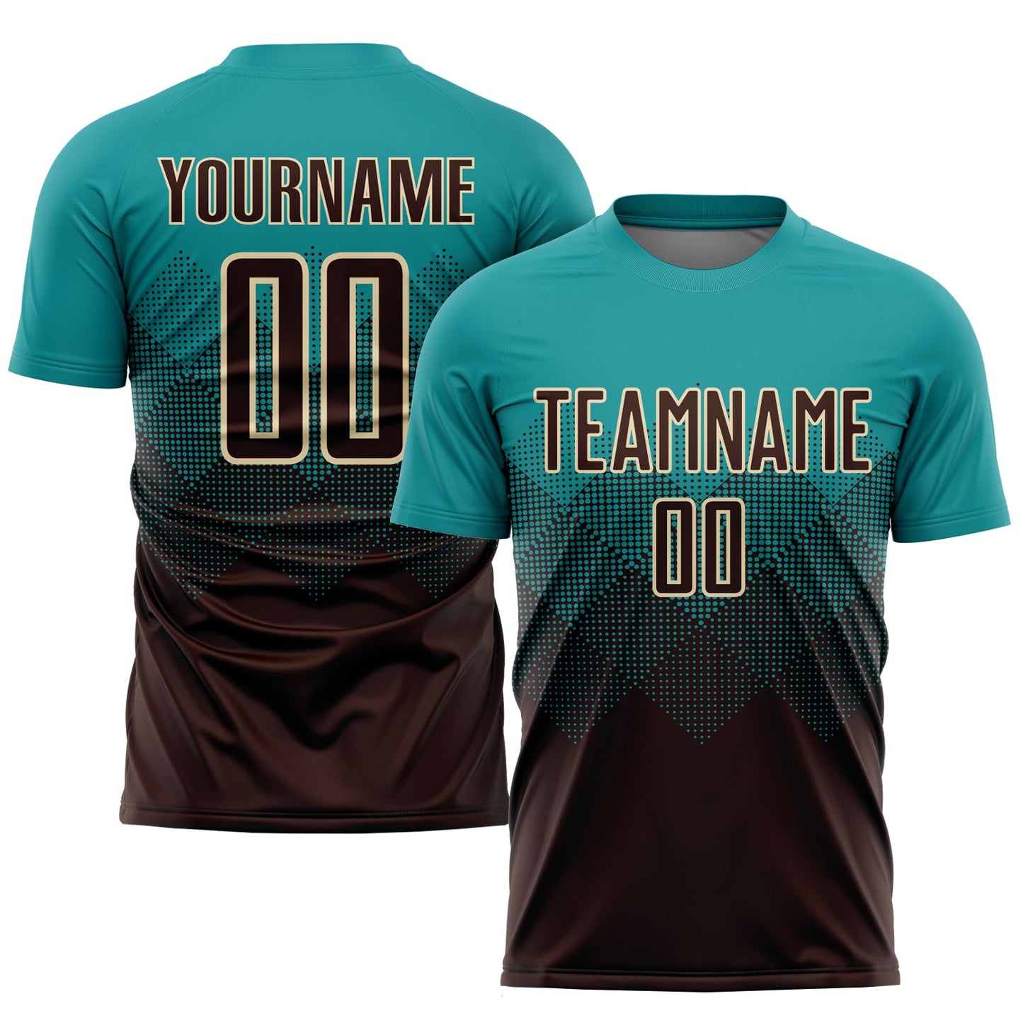 Custom Teal Brown-Cream Sublimation Soccer Uniform Jersey - Sky-Custom