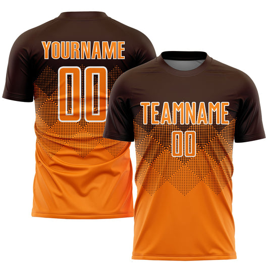 Custom Brown Bay Orange-White Sublimation Soccer Uniform Jersey - Sky-Custom