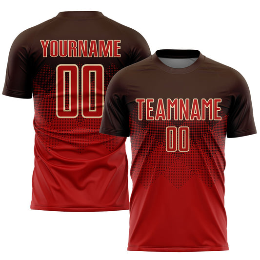 Custom Brown Red-Cream Sublimation Soccer Uniform Jersey - Sky-Custom